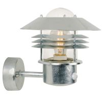 Nordlux Vejers Wandleuchte Verzinkter Stahl und Glas Grau | IP54 - Geeignet für E27 - Bewegungs- und Lichtsensor 