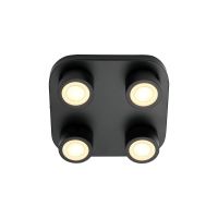 Nordlux Clyde Deckenleuchte 4-Spot Metall Schwarz 14W 950lm - 827 Extra Warmweiß | 85mm - 3-Stufen Dimmbar